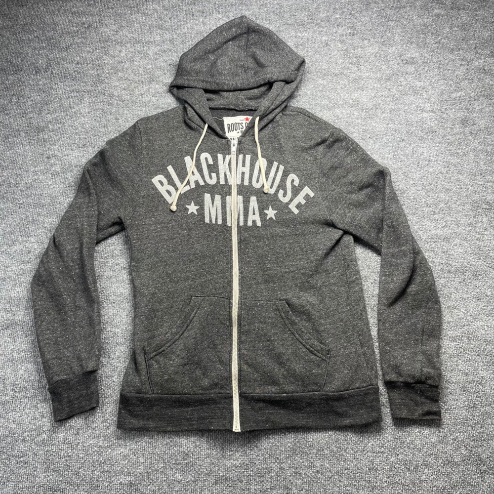 Roots of Fight Black House MMA Zip Up Hoodie Mens Medium Charcoal Grey Heather